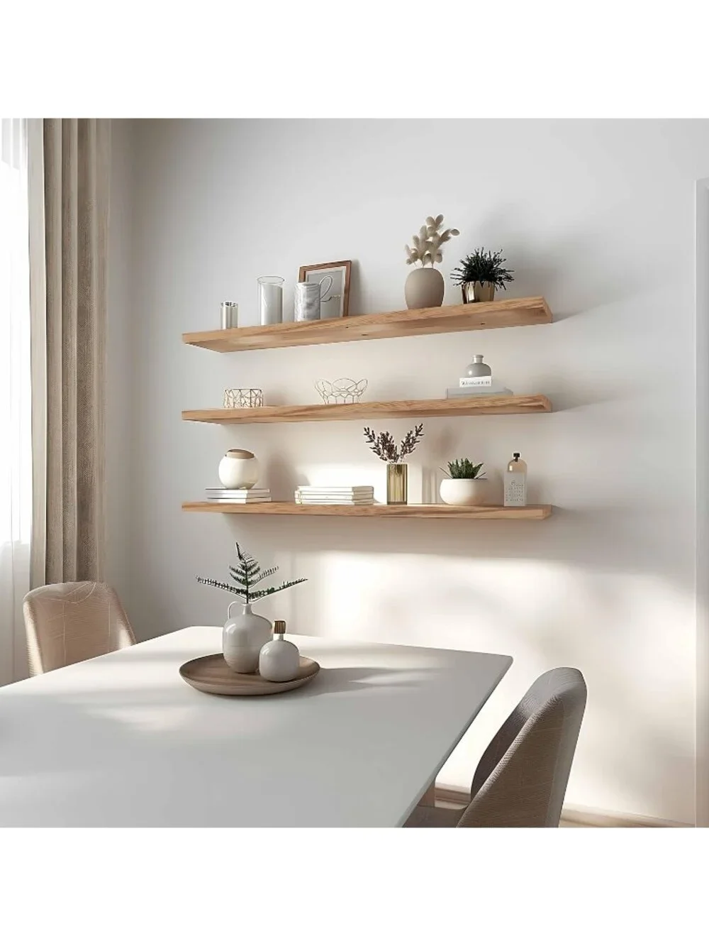 New Set of 4 Rustic Wood Floating Shelves for Wall Decoration for Home - 48In